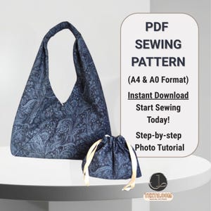 Patron de couture de sac hobo/Patron de couture PDF/Téléchargement instantané/Convient aux débutants/Patron de sac cabas/Patron de couture pour sac/Cadeaux pour elle