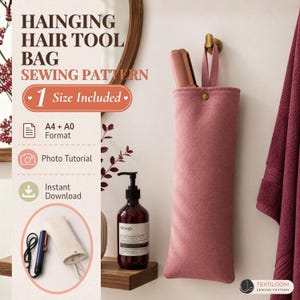 Quilted Hair Tool Bag Sewing Pattern, Travel Case, Padded Styling Pouch (Digital Download)
