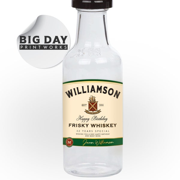 Custom 50 mL Mini Liquor Labels | His or Her Favorite Drink | Optional Mini Bottles | Party Gift or Favor Birthdays, Bachelor's, Bridal, Etc