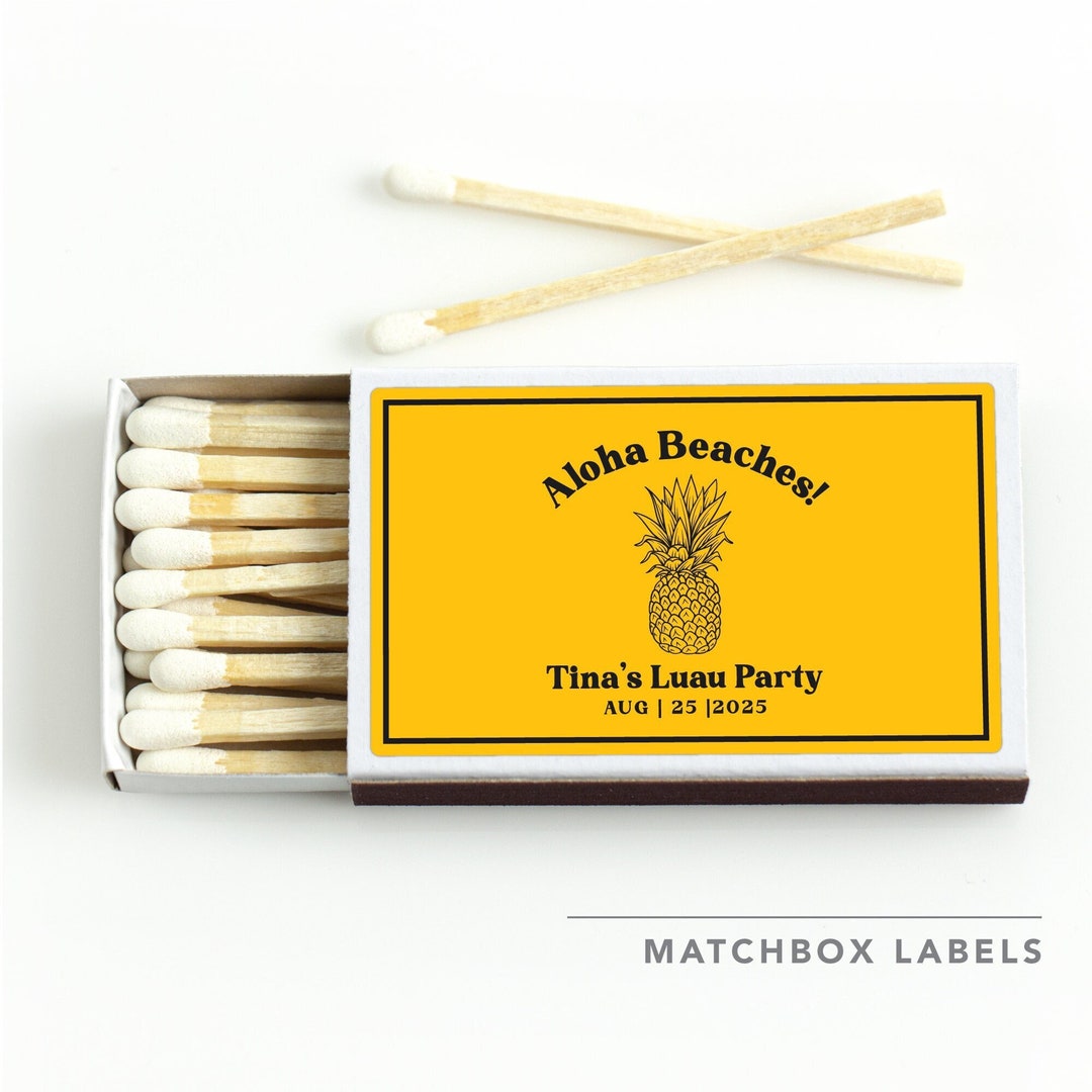 BULK Match Boxes Labels SET OF 50 Personalized Texts Party Favor