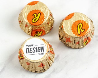 Personalized Mini Reese's Peanut Butter Cup Labels Stickers - Add your Logo Brand Design - Customized Reese's Peanut Butter Labels - 108pcs