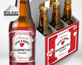 Personalized - Customized - Beer Labels - Happy Valentine's Day Beer Labels - Fun Beer Stickers - Gifts For Him or Her - Mancave Gifts