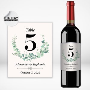 Custom Table Wine Labels | Personalized Table Number Wine Label | Table Decor Wine Lables | Wedding Wine Table Number Bottle Labels - 12PCS