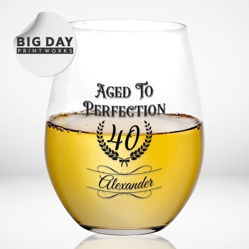 Custom Printed 15oz Stemless Wine Glasses - Personalized Stemless Glasses -  Adult Birthday Glassware - Party Celebration Glassware - 24pcs -  .br