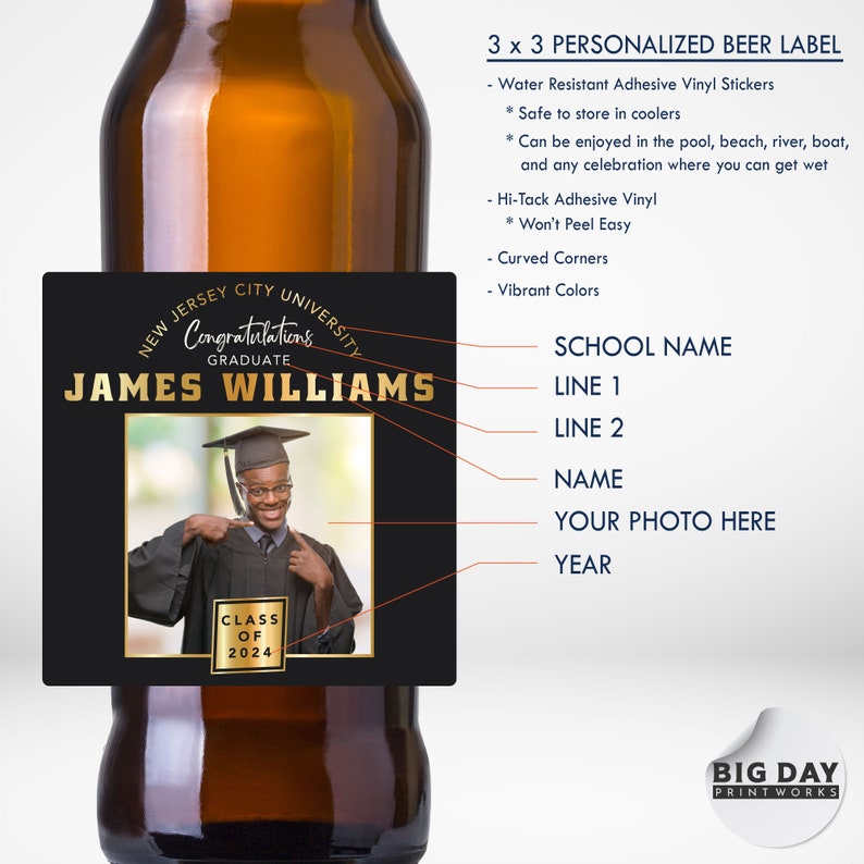 Personalized - Customized Beer Labels - Graduation Beer Labels - Fun ...