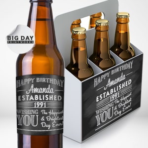 Personalized Custom Beer Labels | Happy Birthday Beer Labels | Birthday Gift and Favors | Customized Beer Labels | Fun Party Beer Labels