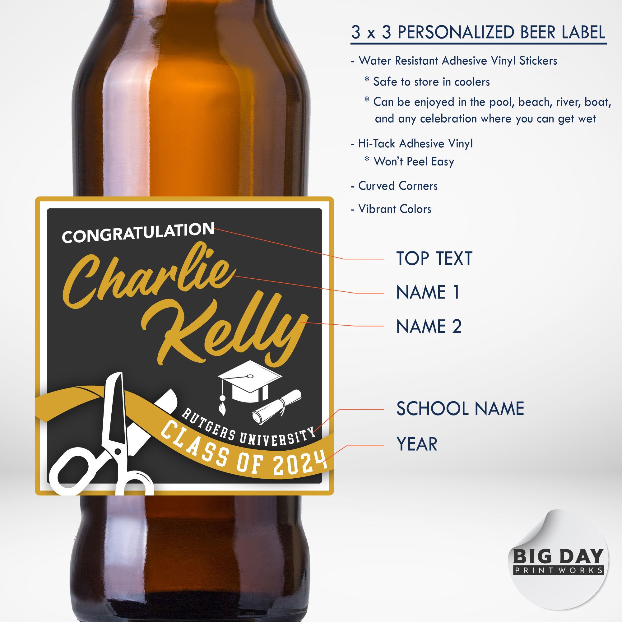 Personalized - Customized Beer Labels - Graduation Beer Labels - Fun ...