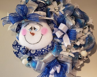 Blue Snowman Wreath