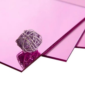 1/8&quot; (3mm) Pink Mirror Acrylic Plexiglass Plastic Sheet 12&quot; x 12&quot;