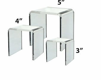 Clear Acrylic Riser 3 4 5" Stand Set Jewelry Collectible Showcase Display SALE!