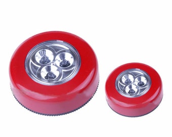 5 Pack Stick-on Push Light 3LED Battery-powered Night Light Red