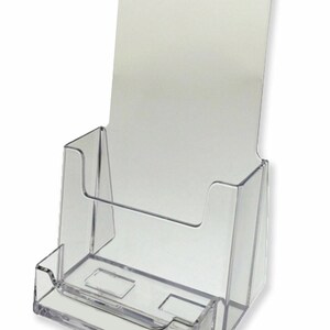 10 Pack Clear Tri Fold Brochure Holder With Business Card AZM Displays ON SALE