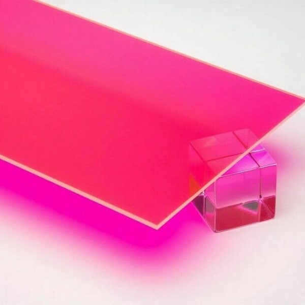 1/8" (3mm) Pink Fluorescent Acrylic 12"x12" Cast Plexiglass Sheet AZM