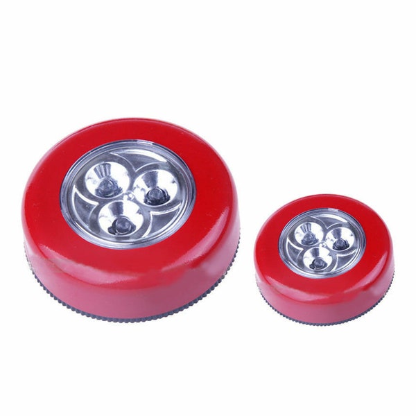 2 Pack Stick-on Push Light 3LED Battery-powered Night Light Red