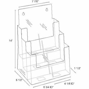 AZM Three Tier Acrylic Multi Compartment Large Brochure Display Holder 6 PACK