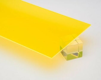 1/8" (3mm) Yellow Fluorescent Acrylic 12" x 12" Plexiglass Sheet Neon Color AZM
