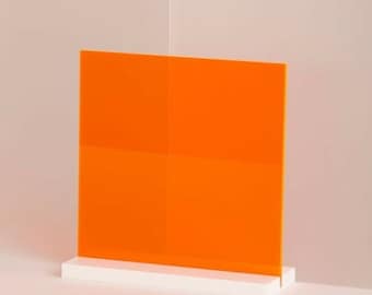 1/8" (3mm) Orange Neon Fluorescent Acrylic Plexiglass sheet 12" x 12" AZM