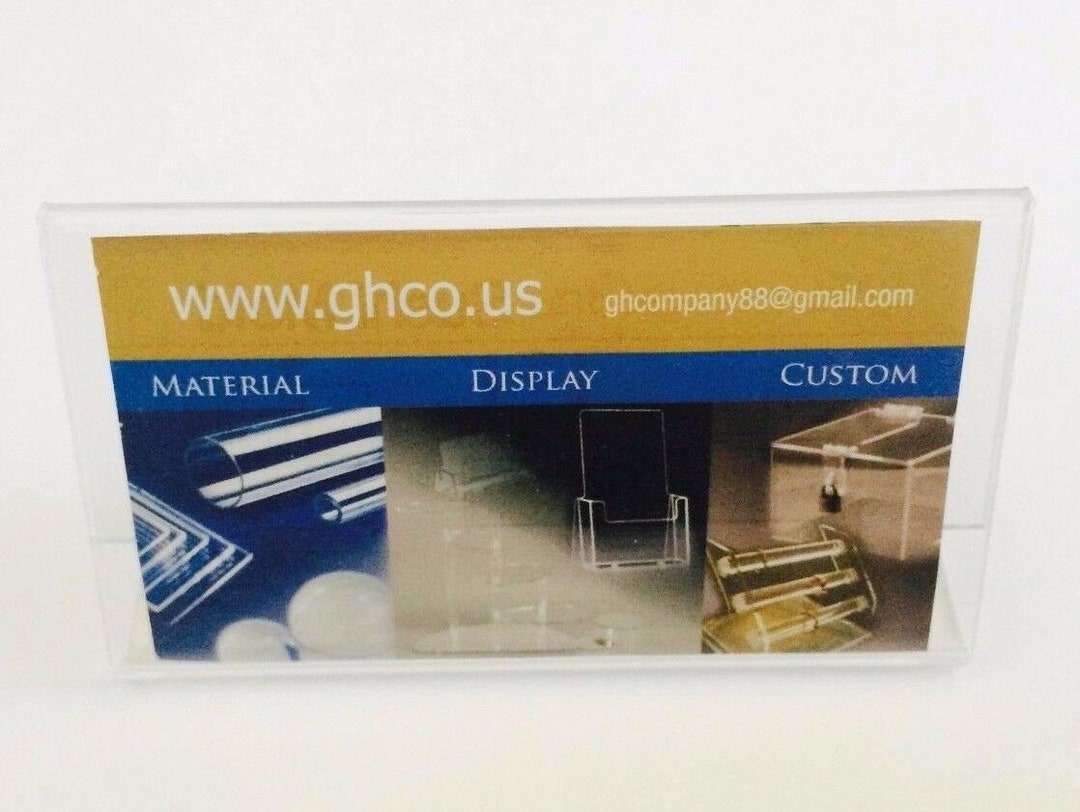 6 Pack Business Card Clear Acrylic Sign Holder Slant Back Display 4x2