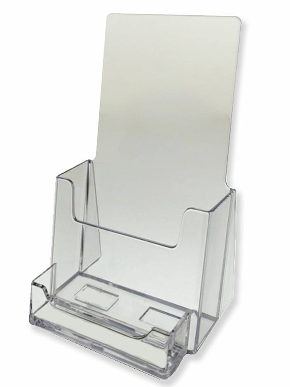 thumbnail image 2 of 6-Pack Acrylic Brochure Holders (8.5x11) With Bonus Business Card Holder - Dazzling Displays 2 of 4