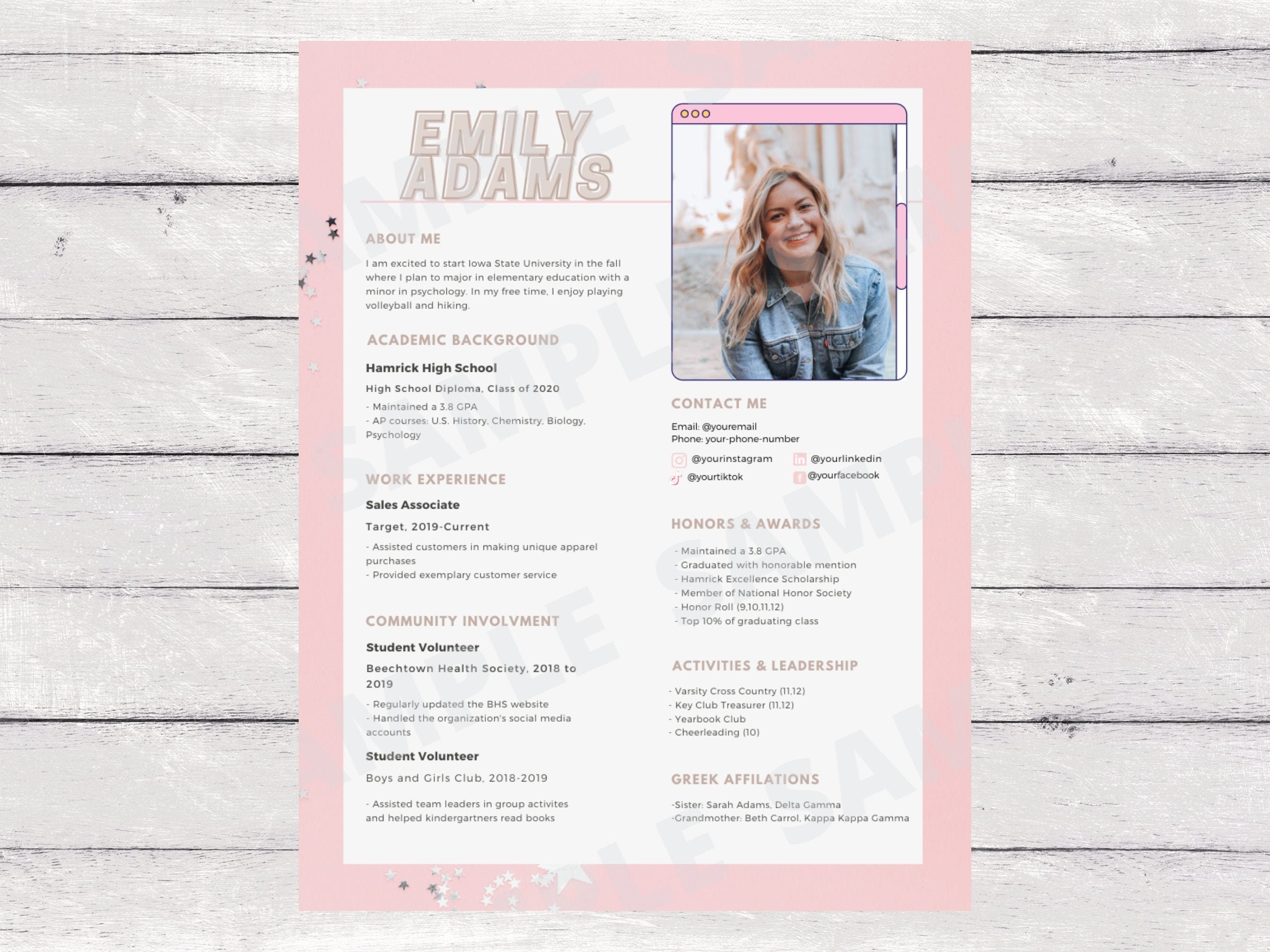 Sorority Rush Sorority Resume Template Free