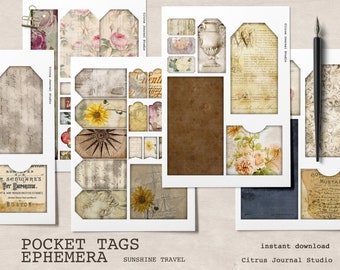 Junk Journal, Printable Ephemera, Journal Tags, Insert, Collage Sheets, Ephemera Journal, Junk Journal Kit, Digital Paper, vintage Scrapbook
