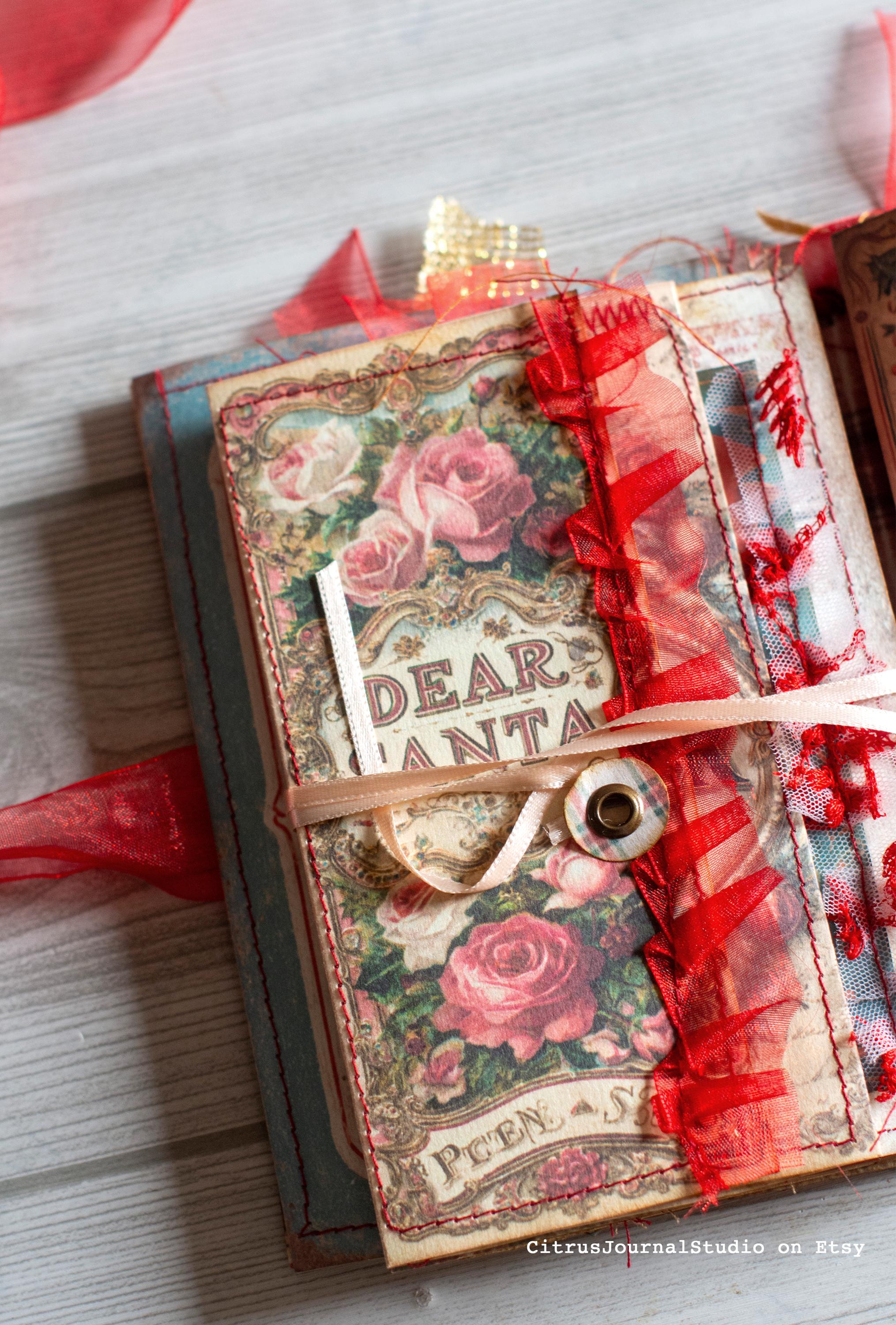 Santa Junk Journal Kit – Vintage Christmas Folio, Holiday Tags ...