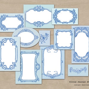 Tarjetas de diario pastel, diario basura vintage, diario basura rosa, ATC Shabby Chic, kit digital, inserto de diario vintage, efímera azul pastel imagen 5