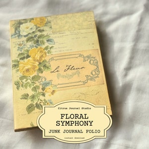 Folio floreale vintage, rose vintage, tasche caricate, kit diario spazzatura, etichetta tascabile, effimera, diario vintage, vecchia foto vintage, kit digitale