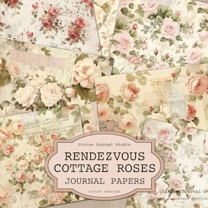 Rose cottage, rose shabby chic, diario spazzatura vintage, rose rosa, diario spazzatura, diario digitale, diario delle rose, diario di San Valentino