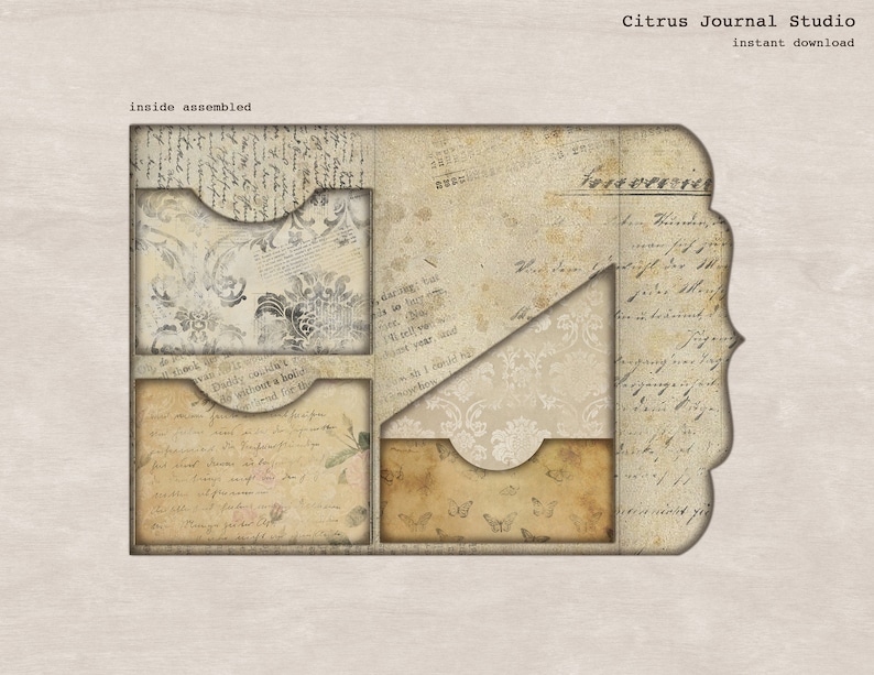 Vintage Insert, Junk Journal Kit, Trifold, Folio, Journal Insert ...