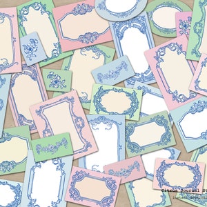 Tarjetas de diario pastel, diario basura vintage, diario basura rosa, ATC Shabby Chic, kit digital, inserto de diario vintage, efímera azul pastel imagen 6