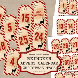 Calendario dell'Avvento di Natale, Diario degli oggetti inutili, Numeri delle festività, Calendario di Natale, Etichette delle renne, Dicembre quotidiano, Numeri del conto alla rovescia di Natale