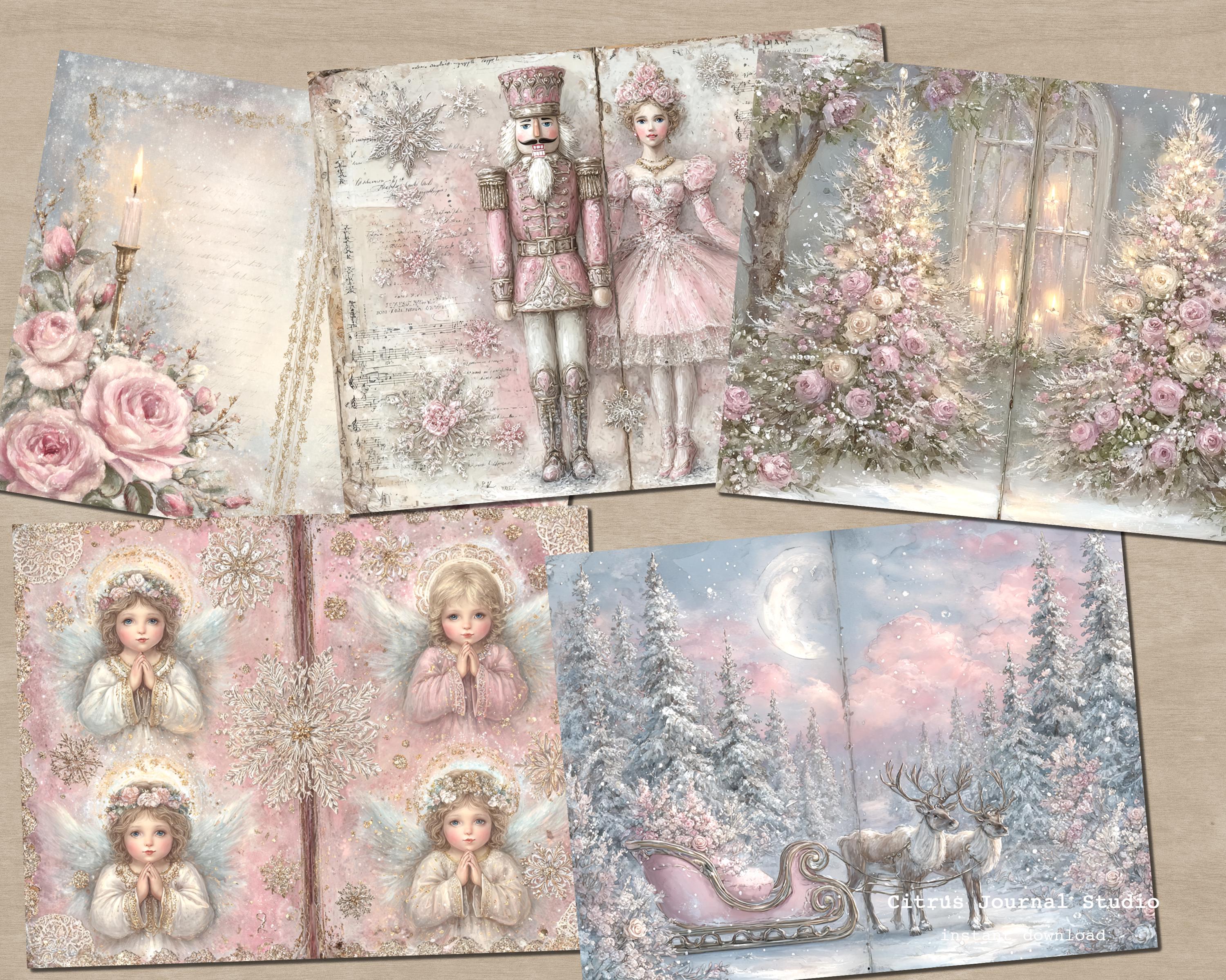 Pink Christmas Junk Journal – Shabby Chic Journal, Winter Christmas ...