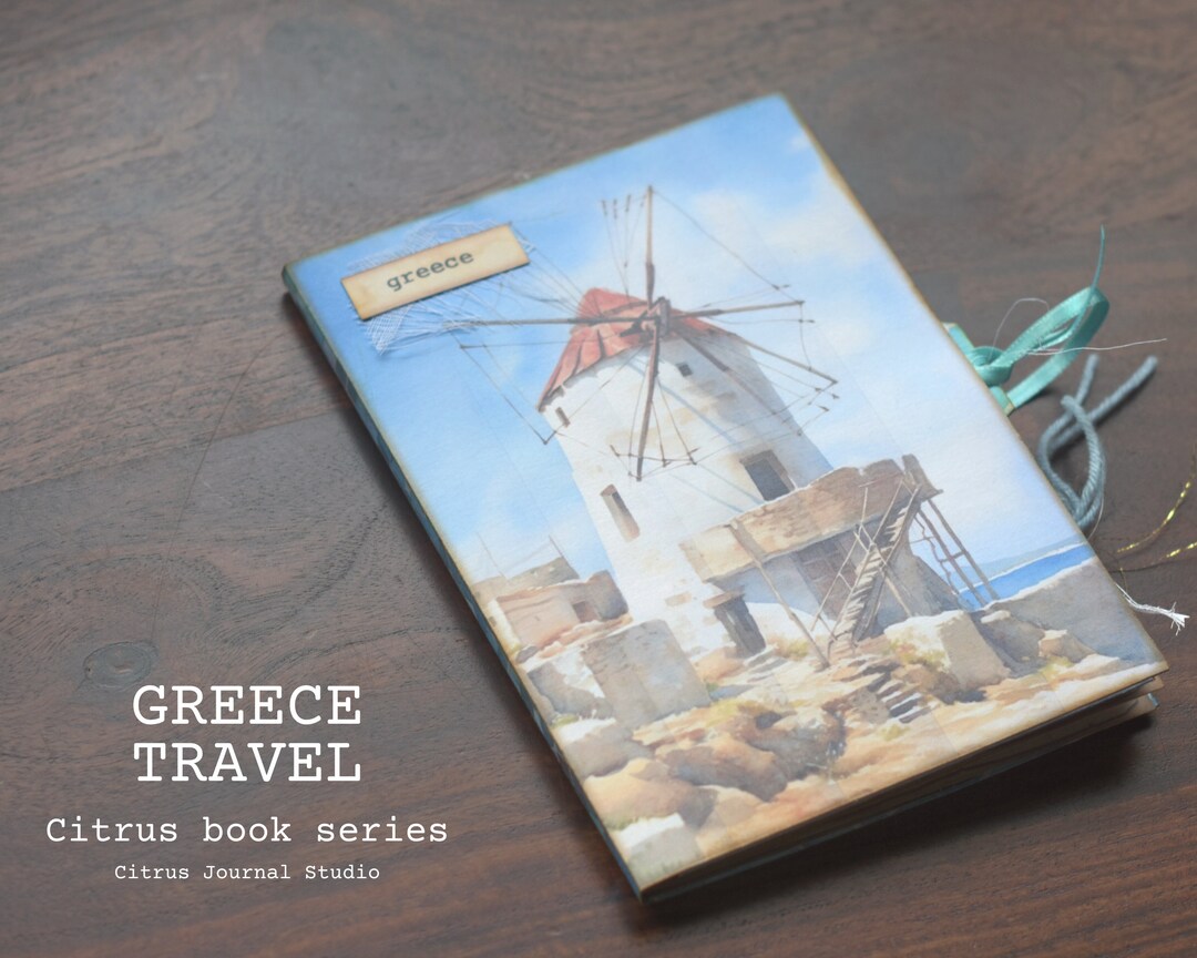 Greece Junk Journal, Digital Kit, Pocket Tag, Ephemera, Santorini ...