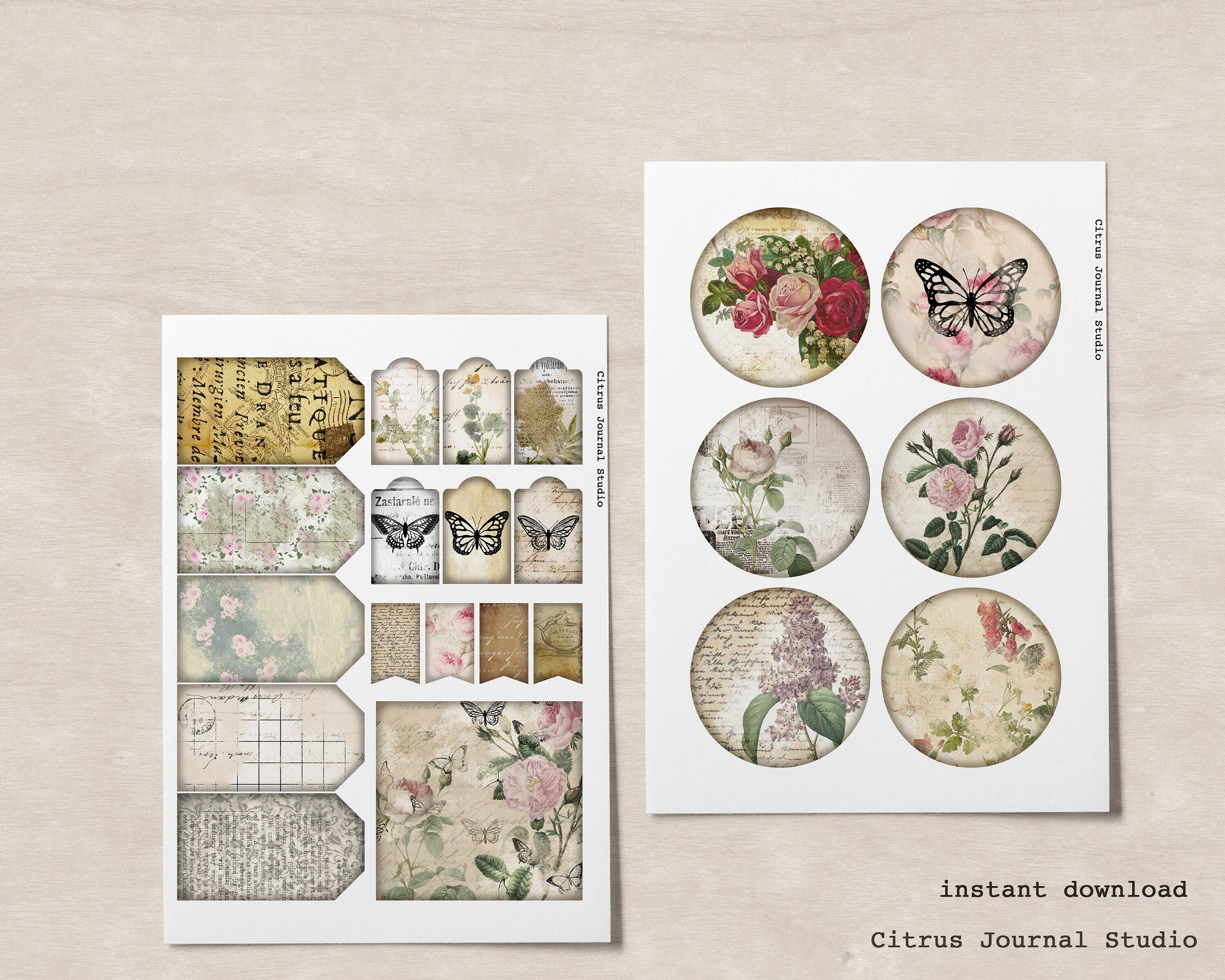 Pocket Tag Junk Journal Printable Ephemera Journal Tags - Etsy