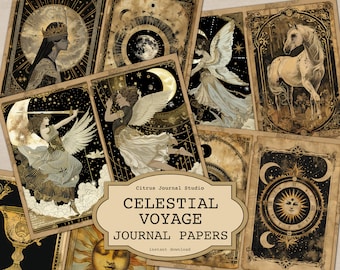 Himmlisches Junk Journal, Vintage Junk Journal, mystisches Journal, Tarot Junk Journal, himmlisch bedruckbares Journal, Mond Junk Journal, Sun Junk Journal
