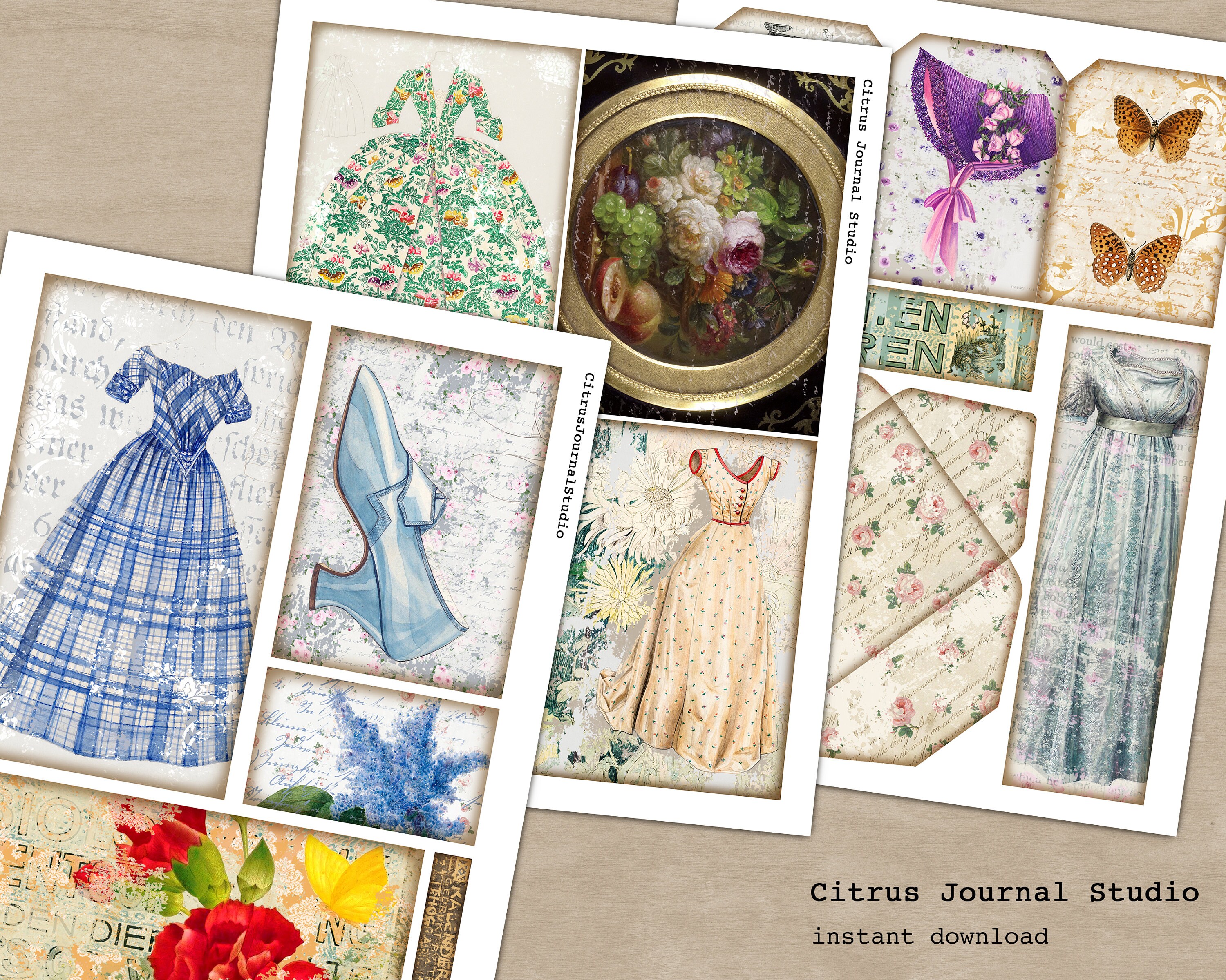 French Ephemera, Junk Journal Kit, Journal Insert, Journal Tags ...