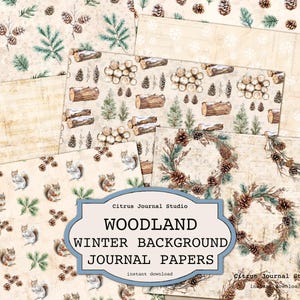 Winter Woodland Junk Journal, Winter achtergrondpapier, Woodland Journal, Neutral Junk Journal, Winter Junk Journal, Woodland Christmas