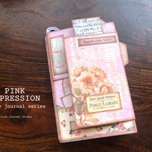Kit Junk Journal, Folio rosa, Etichetta tascabile, Etichetta floreale, Ephemera rosa, Junk Journal, Busta caricata, Diario vintage, Kit digitale, Trifold