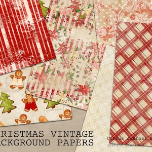 Papiers de Noël, motif de Noël, papier vintage, papier décoratif, boulangerie de Noël, bonbons de Noël, biscuits, motif à carreaux à rayures rouges
