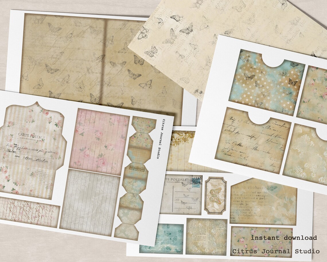 File Folder Junk Journal Kit Folio Journal Insert Collage Etsy