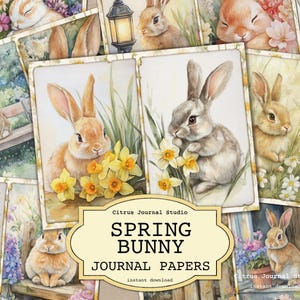 Spring Bunny Junk Journal, Easter Junk Journal, Spring Junk Journal, Daisy Junk Journal, Daffodils Junk Journaling, Cute Rabbit Junk Journal