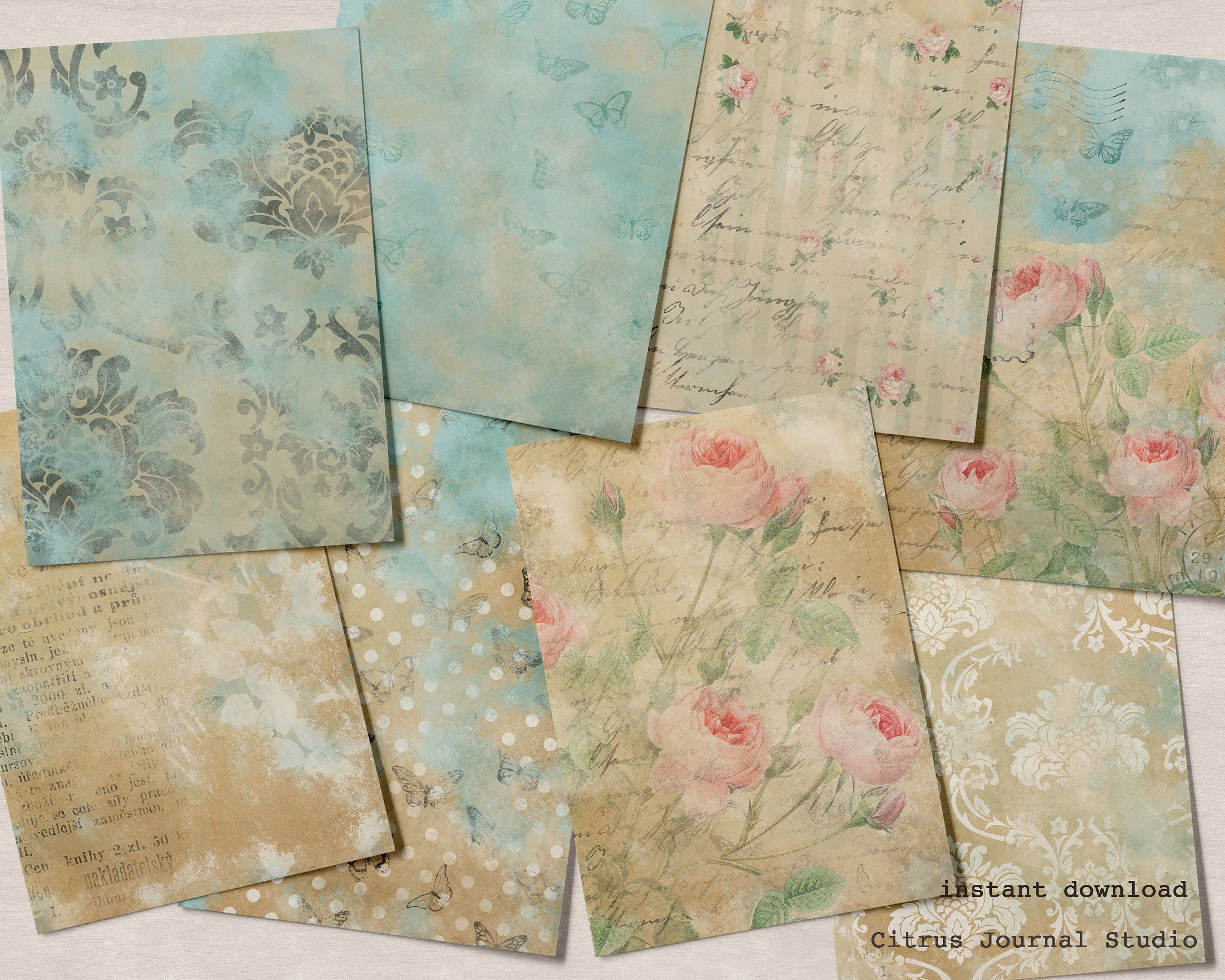 Shabby Chic Junk Journal Scrapbook Kit Collage Sheet - Etsy