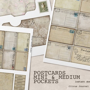 Junk Journal Kit, Postkarte, ATC, Digital Kit, Ephemera, Vintage, Journal Karte, Scrapbook, Junk Journal, Umschlag, Taschenanhänger, Briefmarken