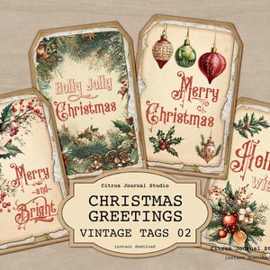 Weihnachtsgeschenkanhänger, Vintage Weihnachten, Frohe Weihnachten Tags, Weihnachtsgeschenkanhänger, Vintage Tags, Weihnachtsgrüße, Holly Jolly Christmas Tags