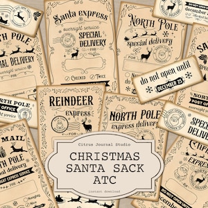 Sacco di Babbo Natale, ATC di Natale, Posta di Natale, Polo Nord, Renne Express, Posta di Babbo Natale, Effimeri di Natale, Posta di Natale vintage