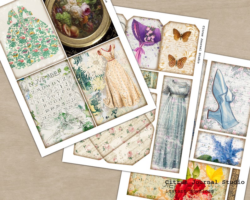 French Ephemera, Junk Journal Kit, Journal Insert, Journal Tags ...