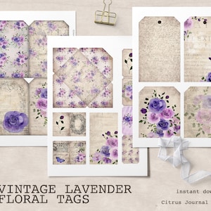 Tagi Shabby Chic, Junk Journal, Pocket Tag, Junk Journal Kit, Ephemera, Collage Sheet, Vintage Rose, Vintage Scrapbook, Floral Junk Journal