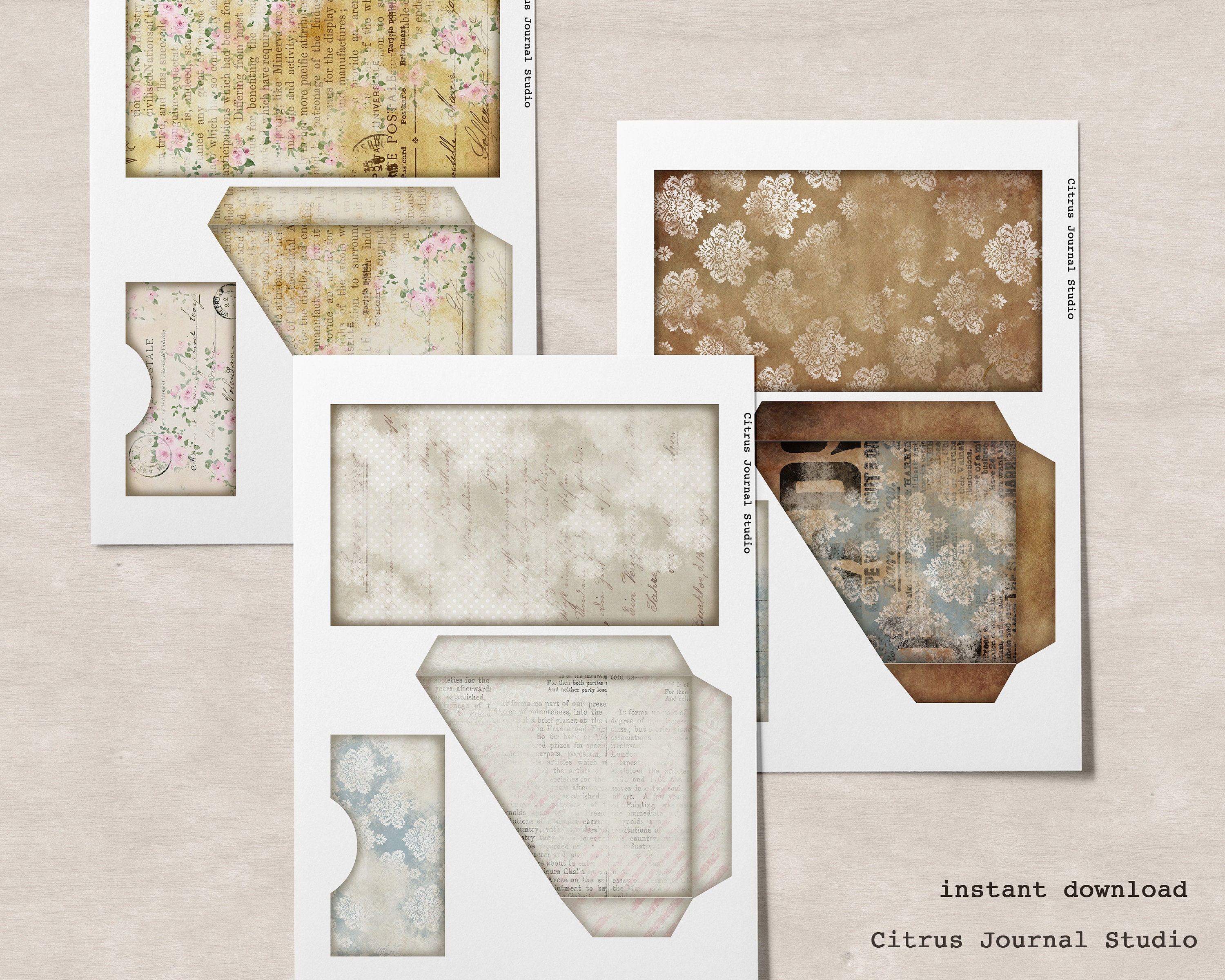 Pocket Tag Junk Journal Printable Ephemera Journal Tags - Etsy
