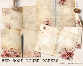 Vintage Paper, Roses Junk Journal, Collage Sheets, Printable Journal, Ephemera Journal, Junk Journal Kit, Journal Tags, Digital Download
